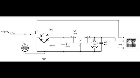 Full wave Bridge rectifier with diodes in Proteus.