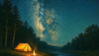 Milky Way Campfire by the River ✨ Night Nature with Soft Piano & Water Sounds for Sleep & Prayer screenshot 2