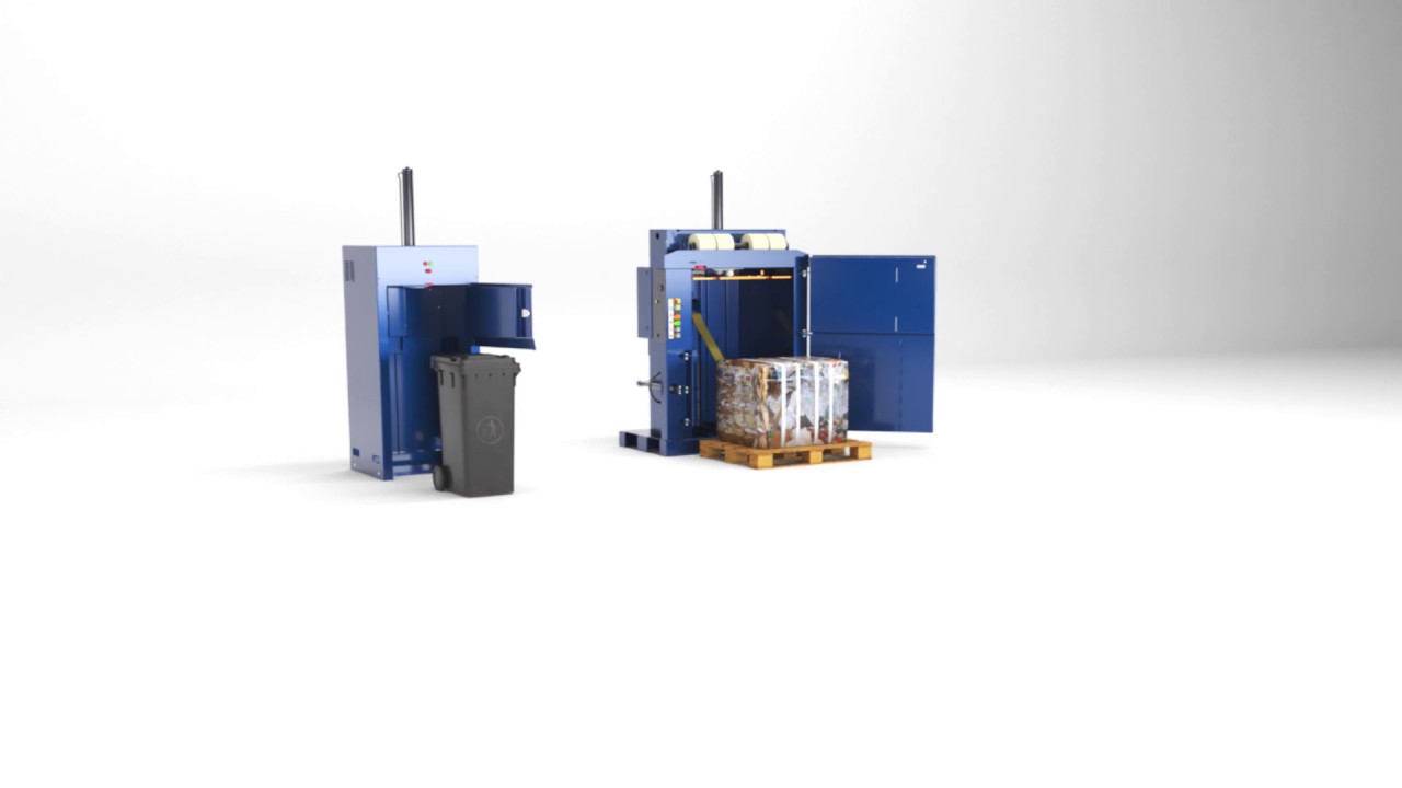 Cardboard baler and  bin compactor for waste reduction