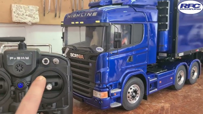 Caminhão de controle remoto Scania streamline e Scania Highline tamiya  caçamba e suspensão a ar 