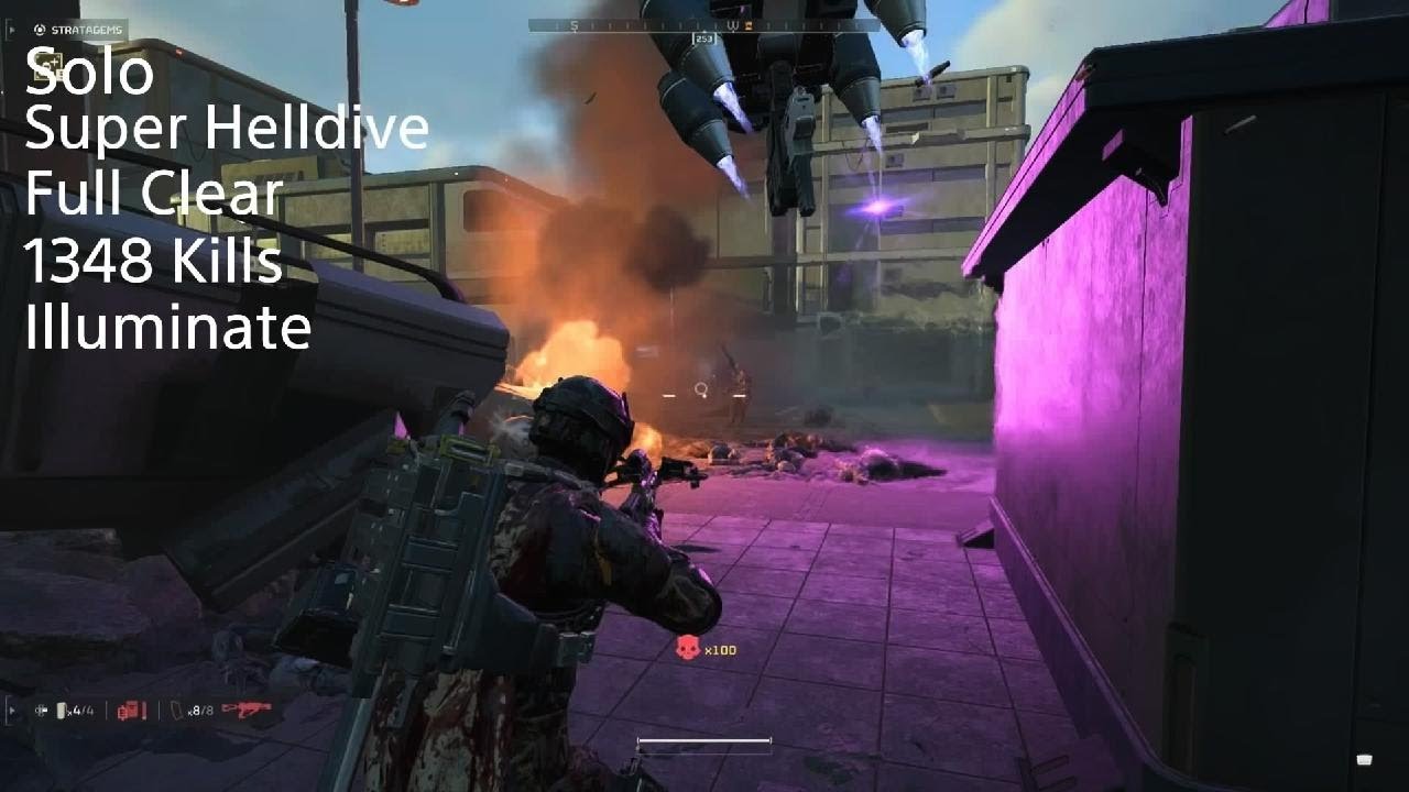 1348 Kills Solo Super Helldive Full Clear - HELLDIVERS 2 - YouTube