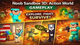Noob Sandbox 3D: Action World Gameplay | Crazy Sandbox Chaos & Funny Noob Adventures screenshot 3