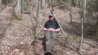 Setting up a DIY bushcraft camp chair.