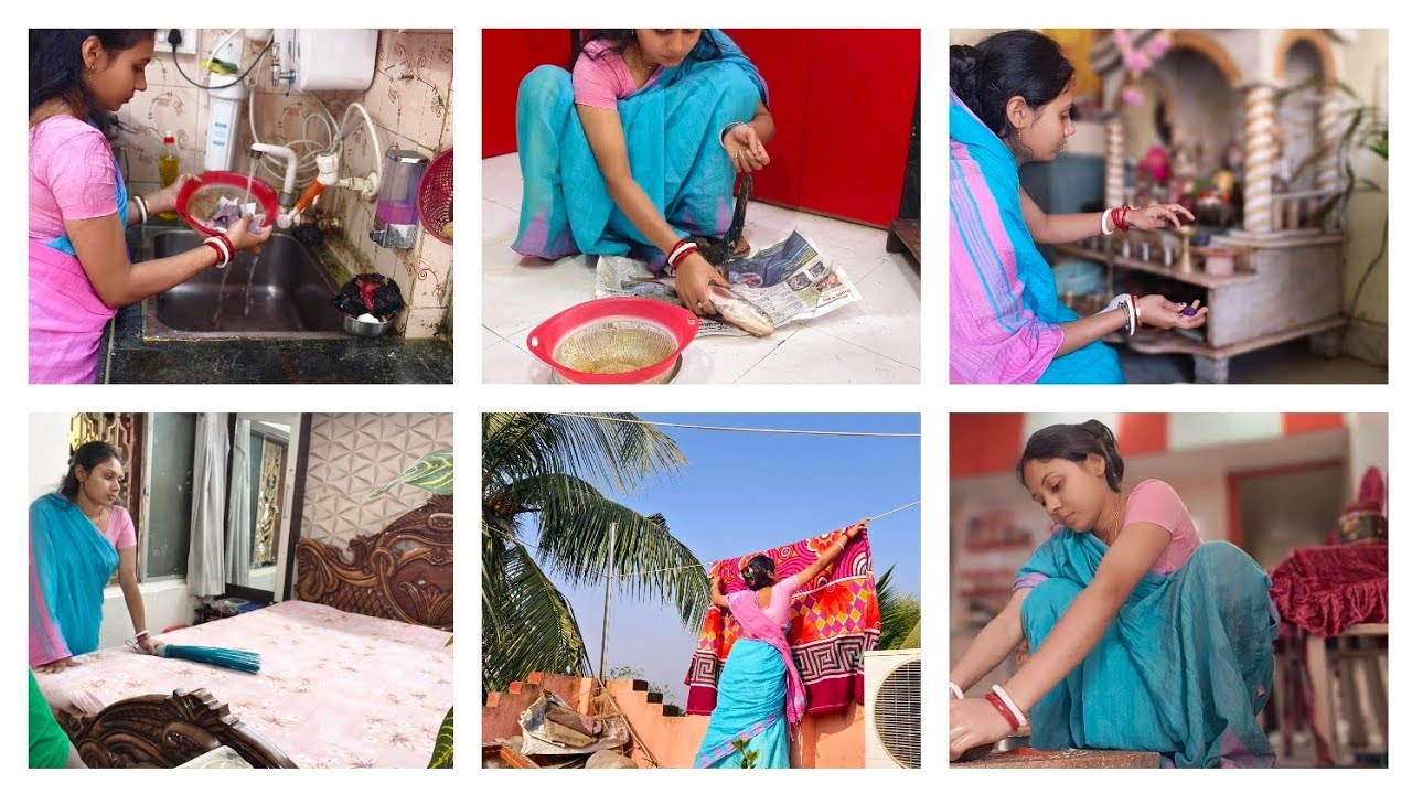 ব্যস্ত সকাল থেকে এক নিঃশ্বাসে দুপুর পর্যন্ত চলে সংসারের সমস্ত কাজ।