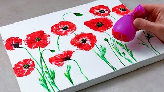 Flower garden | Easy Painting ideas | Acrylic Painting for beginners with Balloon technique