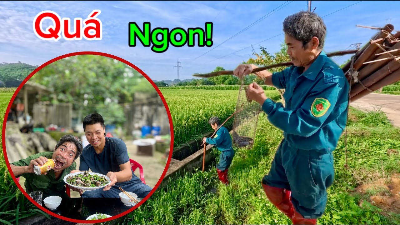 Bác Thông Chiêu Đãi Món Lươn Đồng Cuốn Củ Chuối Ngon Không Chê Nổi | Huy Anh TV