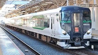 JR東日本E257系OM-51編成特急富士回遊河口湖行き国立駅通過(2024/1/25)