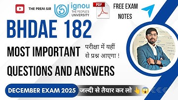 BHDAE 182 | हिन्दी भाषा और सम्प्रेषण | Bhdae 182 most important question and answer 