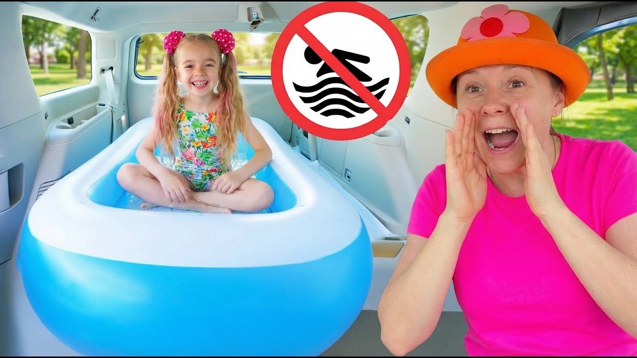 Anabella and Mommy Inflatable Pool Adventure