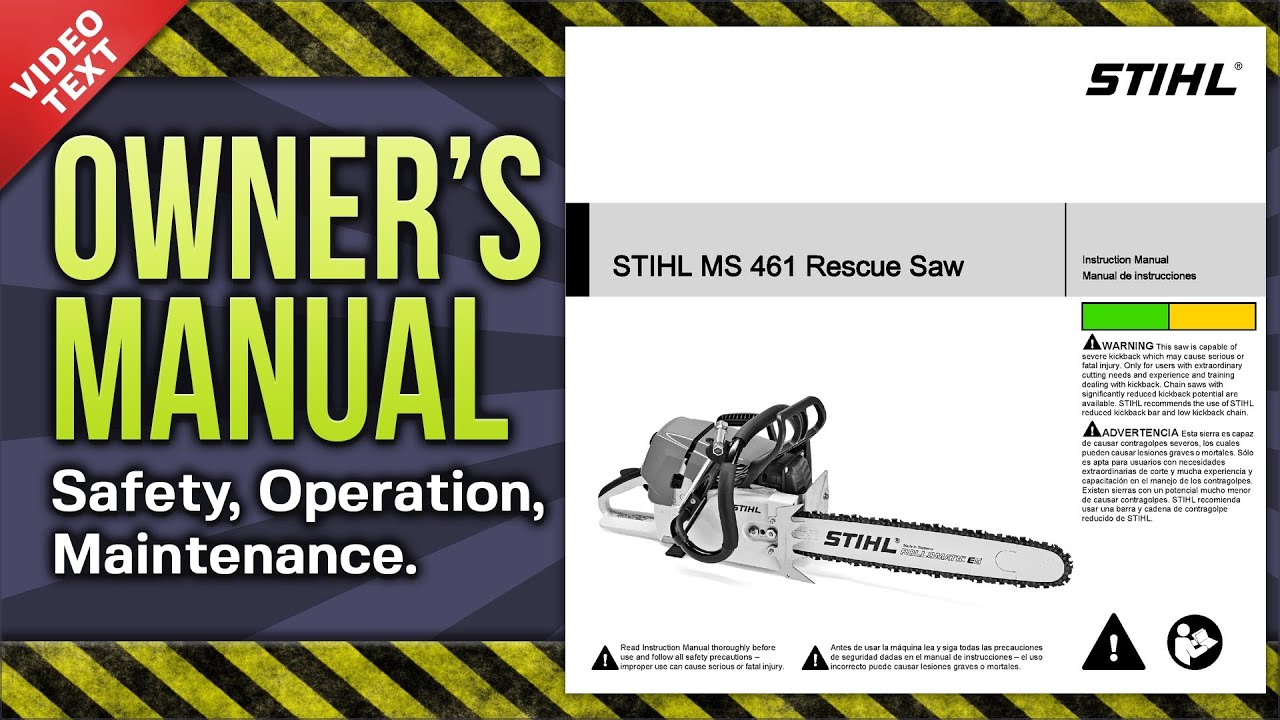 Owner's Manual: STIHL MS 461 Rescue Chain Saw - YouTube