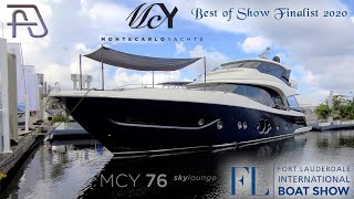 Monte Carlo Yachts MCY 76 Skylounge - Best of Show Finalist at FLIBS 2020 - Full Tour