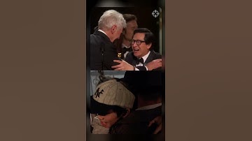 Ke Huy Quan hugging Harrison Ford again #everythingeverywhere #oscars #indianajones #shorts