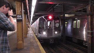 NYC Subway HD 60fps: New R179 3050-3057 C Test Train Making Simulated Stops @ 155th Street (7/5/17)