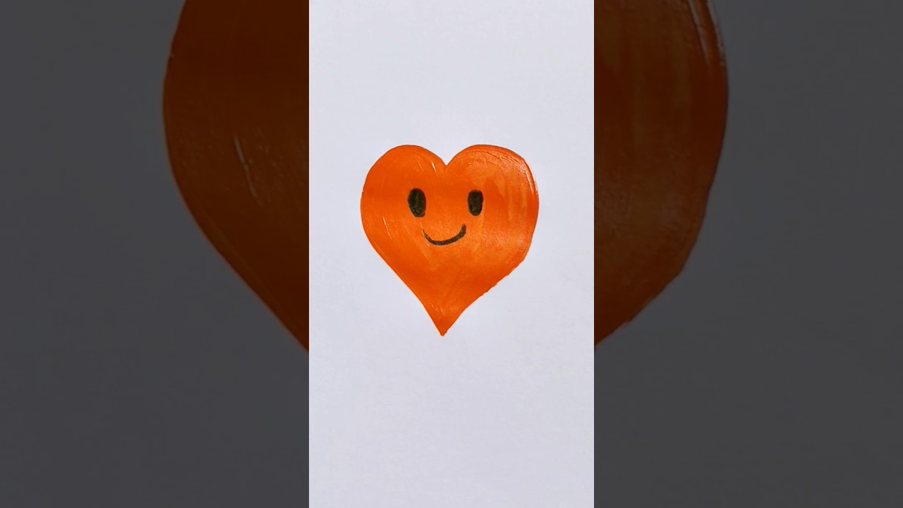Orange Heart 🧡 Acrylic painting for kids 