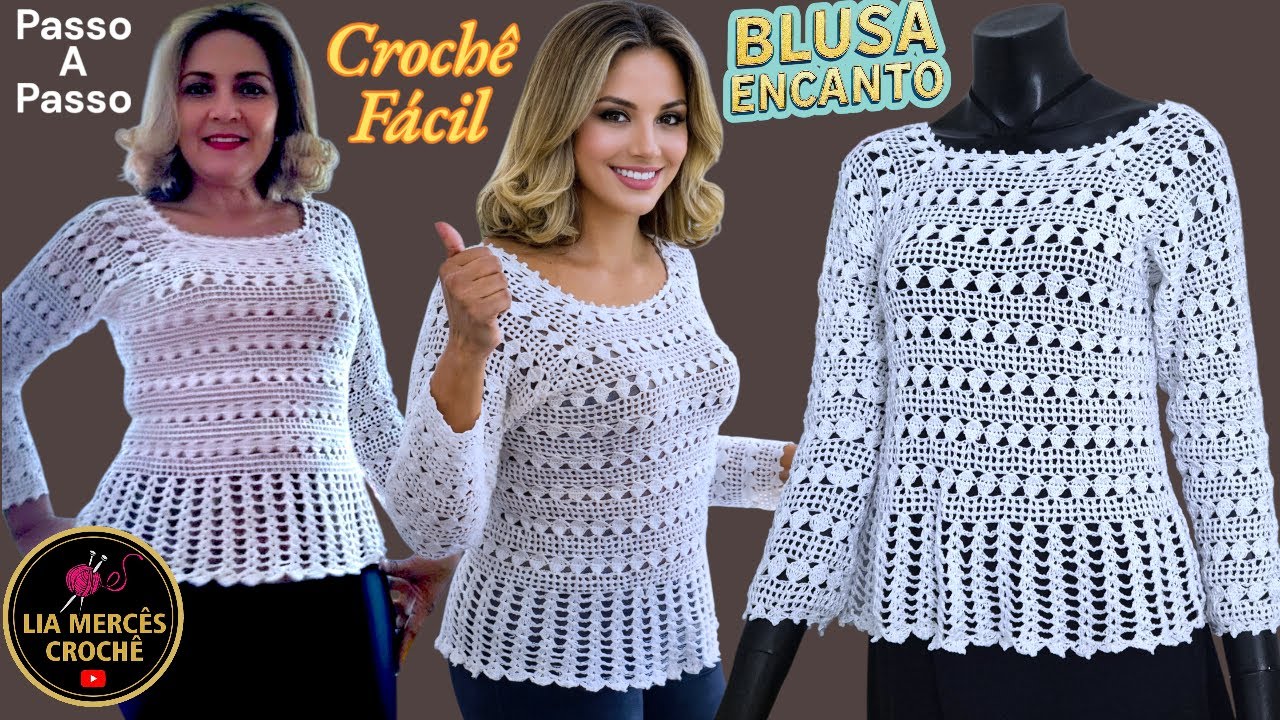 🌟  BLUSA ENCANTO EM CROCHÊ PARTE I Aula Completa Elegante Fácil e Super Vendável Você Precisa Fazer