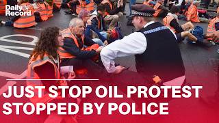 Just Stop Oil protestors removed by police outside Andy Burnham's first PMQs