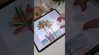 Drawing in Procreate - Digital Gouache Tropical Surf #shorts #procreate #drawing #gouache #art