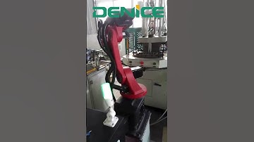 DENICE brand rotary table injection molding machine for screw,  full automatic with robot arm.