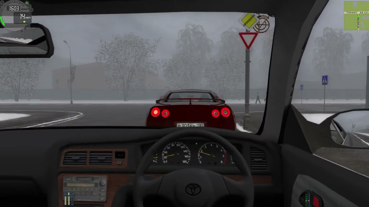 Drifting around the city in a City car driving