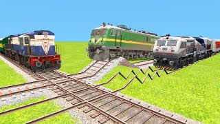 4 TRAINS FAST SPEEDING BUMPERS ON DEFECTIVE RAILWAY LINE?Train Simulator | Railworks | TrainsFun