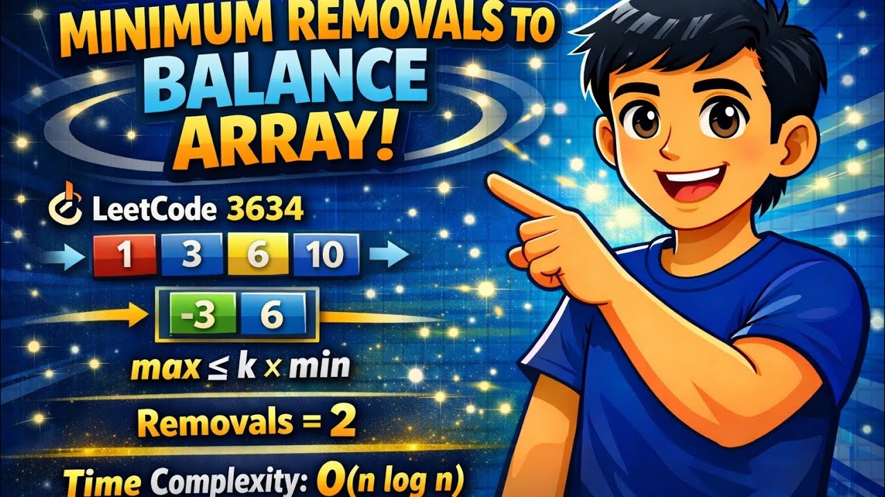 LeetCode 3634 | Explained 🔥 Minimum Removals to Balance Array | Sliding ...