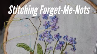 Forget-Me-Nots. Learn how to do Petal Stitch. Page 4 in the Fabric Flower Book