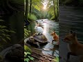 The little fox Echo: Greeting the bunny #animation #cartoon #cool #animals #fox #fun #cute #bunny
