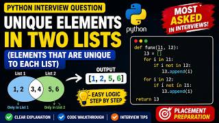 Find Unique Elements from Two Lists | Python Interview Question🚀