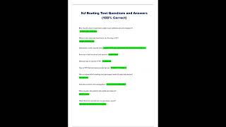 NJ Boating Test Questions and Answers 100% Correct