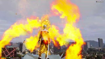 the Human Torch script mod mixed with the Iceman script mod (GTA 5)