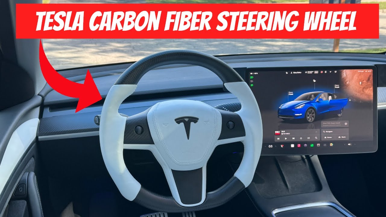 Custom Tesla Model Y Carbon Fiber Steering Wheel - YouTube