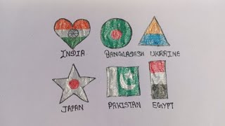 Final Look 😍 Amazing Flag Drawing with Shapes | Satisfying Ending #video #drawing 