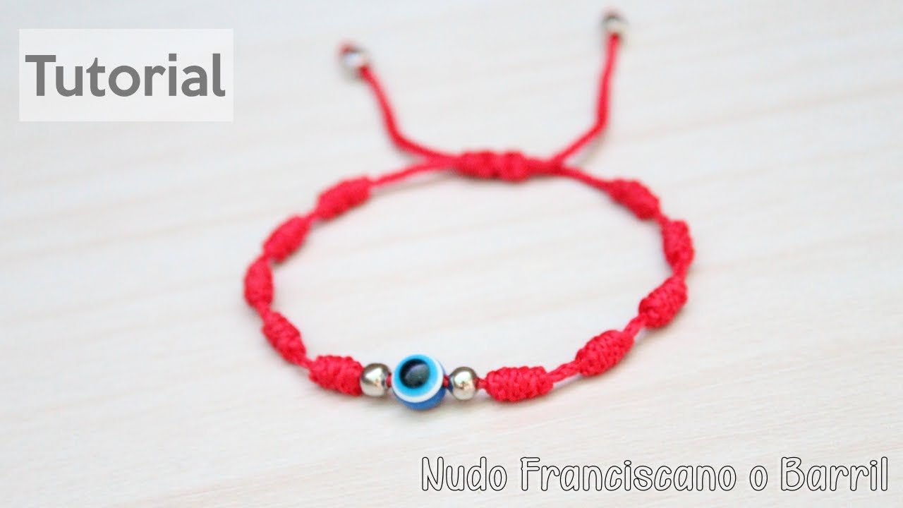 Como hacer pulsera de hilo rojo con 7 nudos