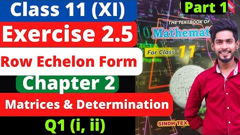 Class 11 Exercise 2.5 unit 2 Q1 i ii Matrices & Determination New Mathematics Sindh Board