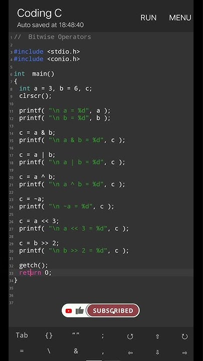Bitwise operator project in c 💻 // c language projects #coding #c ...
