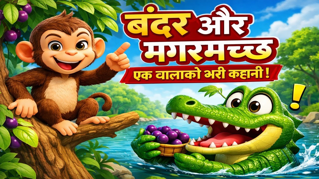 बंदर और मगरमच्छ | Panchatantra Moral Story in Hindi | Kids Story