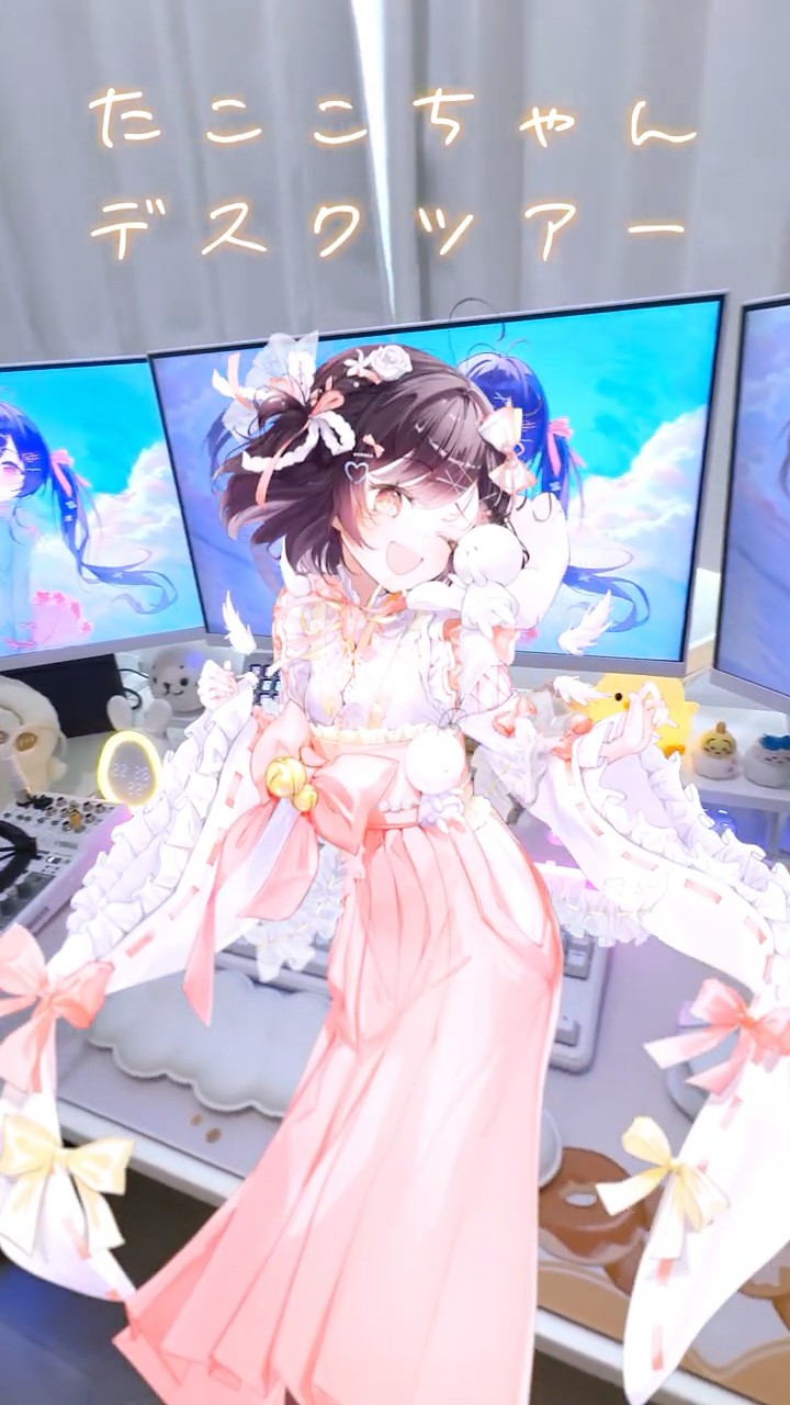 Desk Tour/Live Action] Vtuber Takoko-chan's Cute and White Desk