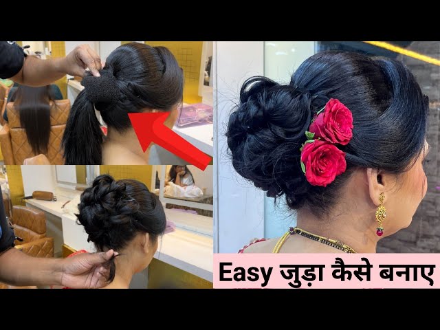 different bridal Juda hairstyle and Tikka setting step-by-step// easy and  simple method 🤗🤗🤗👍 - YouTube