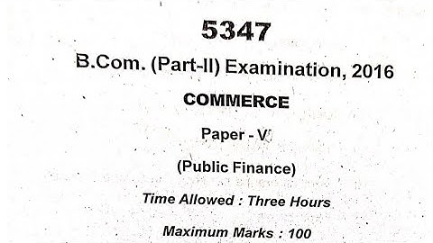 PUBLIC FINANCE PREVIOUS YEAR QUESTION PAPER 2016 // DR RMLAU AYODHYA// ADARSH SIR