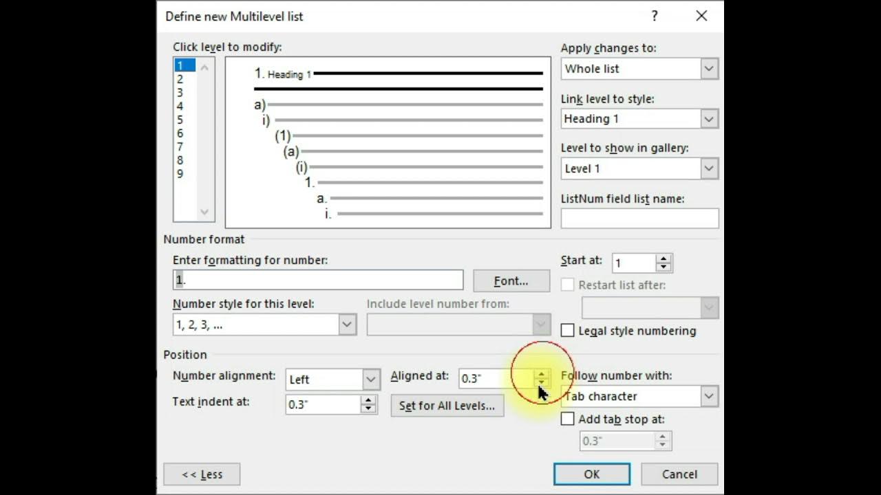 Defined new multilevel list in MS word - YouTube