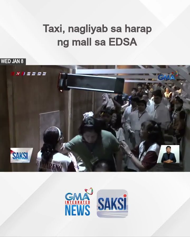 Taxi, nagliyab sa harap ng mall sa EDSA | Saksi