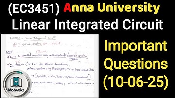 ec3451 linear integrated circuit | important questions | April May 2025 exam |Anna University latest