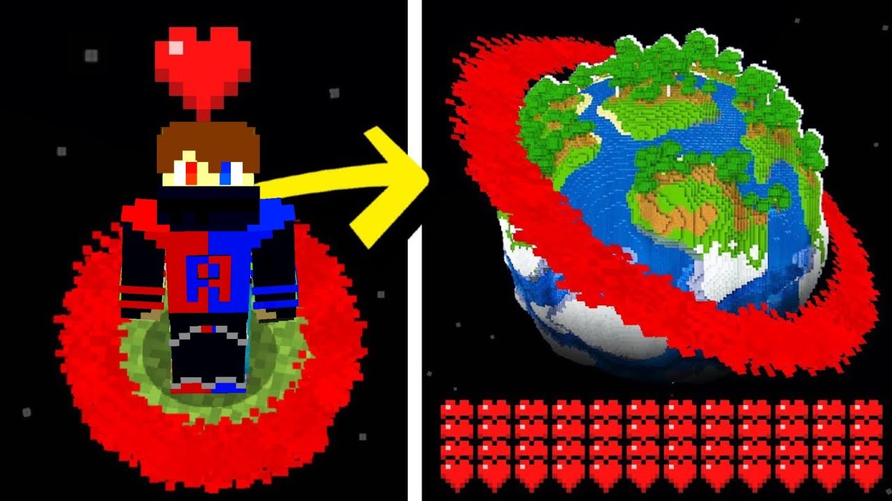 Minecraft, But My Hearts = World Size..