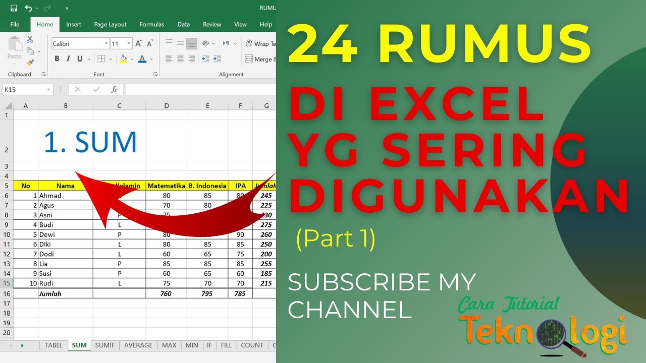 24 RUMUS EXCEL YANG PALING SERING DIGUNAKAN ADMIN (Bagian  