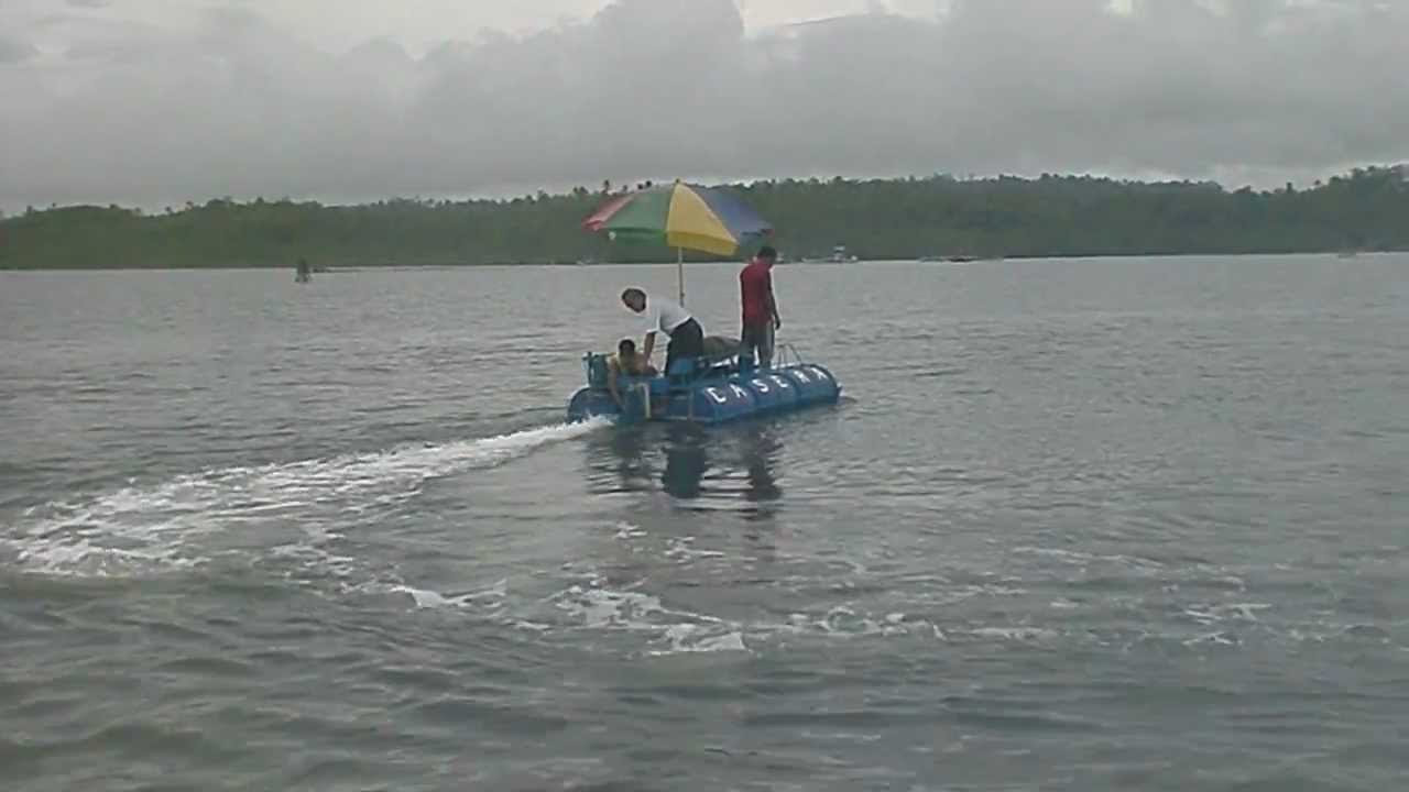 water pump powered barrel boat - youtube