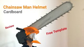 Review Chainsaw Man Helmet Cardboard with template | Denji Chainsaw Man Cosplay