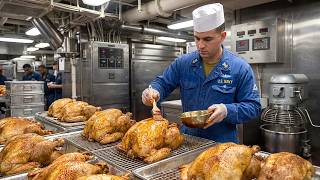 Inside Massive US Aircraft Carrier Kitchen Cooking & Serving 1000s of Meals Every Day