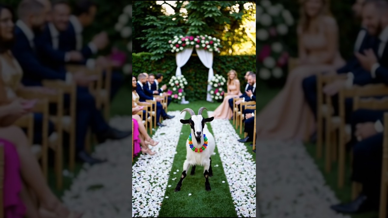 "Goat crashes wedding and strikes a pose!" 