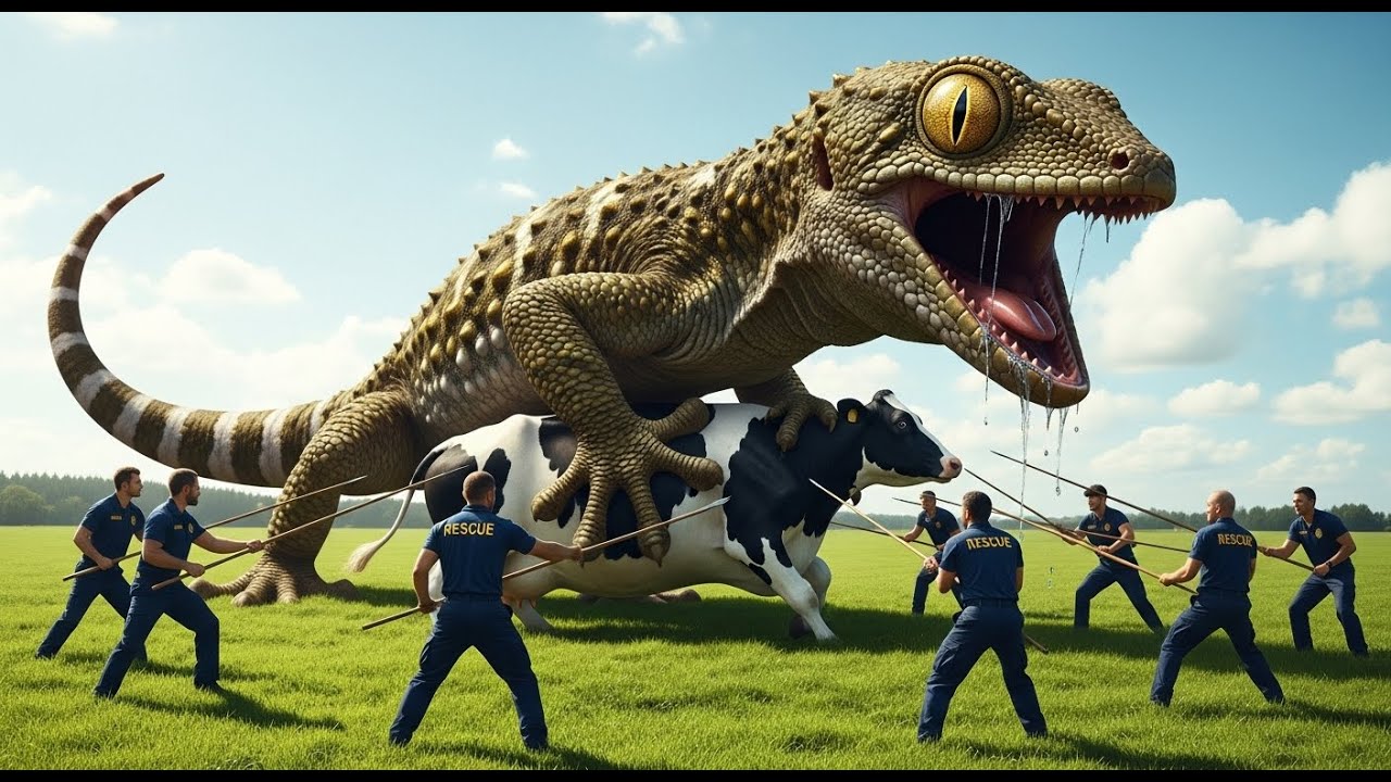 Heroic Rescue Team Fights Giant Mutant Gecko To Save Innocent Dairy Cow🦎🐄