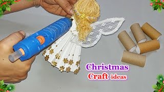 Christmas Decoration idea made with Empty rolls | Best out of waste budget Friendly craft idea173